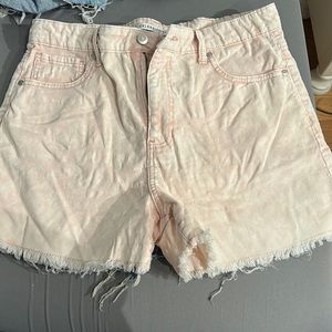 High waisted light pink jean shorts